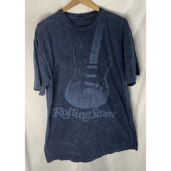 ROLLING STONE COLLECTION GUITAR T-SHIRT Blue FADED UNISEX XL - Picture 1 of 5